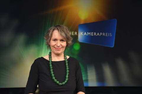The honorary award winner, the Icelandic camerawoman Birgit Gudjonsdottir, poses at a photo session for the presentation of the 28 German Camera Prize in Cologne on 07 07 2018 in Cologne