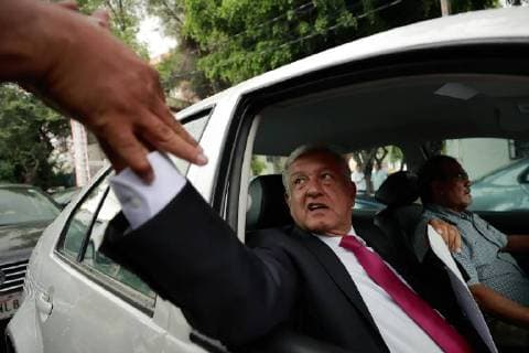 The future president of Mexico, Andres Manuel Lopez Obrador, arrives to a meeting with candidates for deputies and elected mayors of the Juntos haremos historia (Lit. Together we will make history) coalition in Mexico City, Mexico, on 11 July 2018. Hours before Obrador announced the first reforms that will take the Legislative to achieve the so-called fourth transformation of the country, which include the elimination of the presidential jurisdiction and the revocation of the educational reform. Lopez Obrador announces his first plans to transform Mexico !ACHTUNG: NUR REDAKTIONELLE NUTZUNG!  Copyright: xJoséxMéndezx MEX03 20180712-636669581248532255