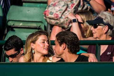 LONDON, ENG - JULY 11: american actress AMBER HEARD and american art curator VITO SCHNABEL during day nine match of the 2018 Wimbledon on July 11, 2018, at All England Lawn Tennis and Croquet Club in London,England. (Photo by Chaz Niell Icon Sportswire) 305687
