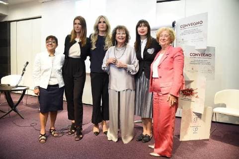 Taormina: Signing of the Taormina Charter for violence against women. In the picture: Bernadette Grasso, on. Matilde Siracusano, Tiziana Rocca, Claudia Cardinale, Senator Urania Giulia Papatheu and the Prefect of Messina Maria Carmela Librizzi signers of the Charter of Taormina  Copyright: xMaurizioxD Avanzox xIPAx xMaurizioxDxAvanzox