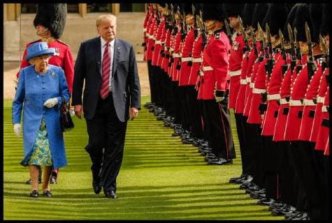 Entertainment Themen der Woche Entertainment Bilder des Tages . 13 07 2018. Windsor, United Kingdom. Donald Trump meets with HM The Queen. The Queen meets the President of the United States of America, Donald Trump accompanied by his wife Melania at Windsor Castle, as he watches the Guard of honour by the Coldstream Guards march past.  xi-Imagesx xPoolx IIM-18202-0016