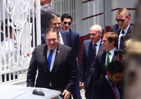July 13 2018 EUM20180713NAC20 JPG CITY OF MEXICO Meeting Reunion Mexico Pompeo Aspect of the arrival of the US delegation led by US Secretary of State Mike Pompeo blue tie to the transition house of virtual president-elect Andres Manuel Lopez Obrador to support a meeting this July 13, 2018 Photo Agency EL UNIVERSAL Berenice Fregoso MAR  - ZUMAu78_ 20180713_zaf_u78_046 Copyright: xBerenicexFregosoxElxUniversalx