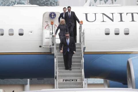 July 13 2018 EUM20180713NAC29 JPG CITY OF MEXICO MeetingReunion Mexico Pompeo US Secretary of State Mike Pompeo Secretary of Internal Security Kirstjen Nielsena Treasury Secretary Steven Mnuchin and Senior Advisor to US President Jared Kushner arrive at the International Airport of the  - ZUMAu78_ 20180713_zaf_u78_053 Copyright: xElxUniversalx