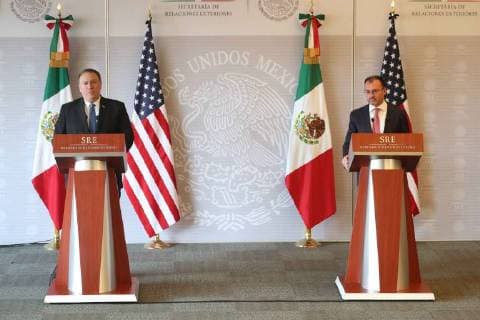 July 13 2018 EUM20180713NAC376 JPG CITY OF MEXICO MeetingReunion Mexico Pompeo Mike Pompeo Secretary of State of the United States and Luis Videgaray the Secretary of Foreign Affairs meet this Friday, July 13, 2018 at the Ministry of Foreign Affairs Photo Agency EL UNIVERSALLuis CortesEELG  - ZUMAu78_ 20180713_zaf_u78_061 Copyright: xElxUniversalx