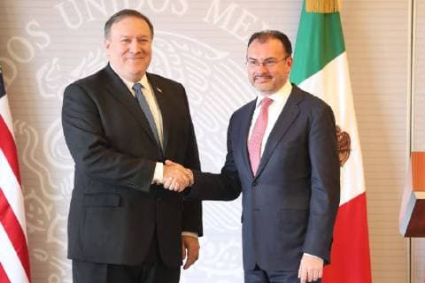 July 13 2018 EUM20180713NAC38 JPG CITY OF MEXICO MeetingReunion Mexico Pompeo Mike Pompeo Secretary of State of the United States and Luis Videgaray the Secretary of Foreign Affairs meet this Friday, July 13, 2018 at the Ministry of Foreign Affairs Photo Agency EL UNIVERSALLuis CortesEELG  - ZUMAu78_ 20180713_zaf_u78_062 Copyright: xElxUniversalx