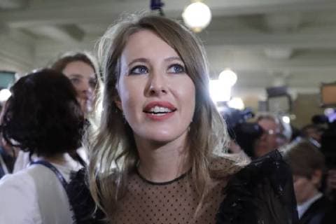 MOSCOW, RUSSIA - JULY 14, 2018: Journalist and L Officiel Russia editor-in-chief Ksenia Sobchak attends a gala concert of world opera stars held at Moscow s Bolshoi Theatre ahead of the 2018 FIFA World Cup Final match. Mikhail Metzel TASS  TS0896A5