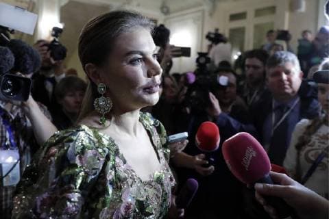 MOSCOW, RUSSIA - JULY 14, 2018: The Chairwoman of the Board of Directors at National Media Group, Russian rhythmic gymnast Alina Kabaeva attends a gala concert of world opera stars held at Moscow s Bolshoi Theatre ahead of the 2018 FIFA World Cup Final match. Mikhail Metzel TASS  TS08969D