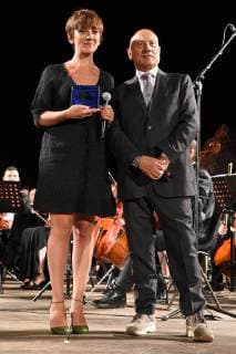 Taormina: Cinematographic Nations Award Evening. In the photo: Lucia Ocone with Nicola San Filippo  Copyright: xMaurizioxD Avanzox xIPAx xMaurizioxDxAvanzox