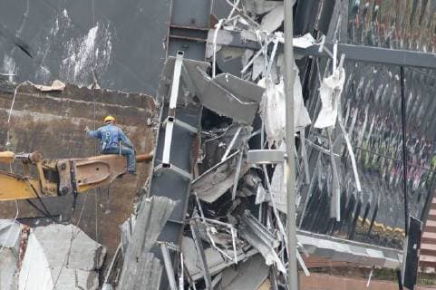 July 14 2018 EUM20180714SOC05 JPG CITY OF MEXICO CollapseDROWD CDMX July 14, 2018 Mitigation works begin in the Plaza Artz in Periferico at the height of the colony Pedregal south three days after a partial collapse was recorded Photo Agency EL UNIVERSALAriel OjedaEELG  - ZUMAu78_ 20180714_zaf_u78_053 Copyright: xElxUniversalx