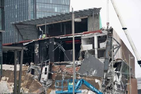 July 14 2018 EUM20180714SOC09 JPG CITY OF MEXICO CollapseDROWD CDMX July 14, 2018 Mitigation works begin in Plaza Artz in Periferico at the height of the Pedregal south colony three days after a partial collapse was recorded Foto Agencia EL UNIVERSALAriel OjedaEELG  - ZUMAu78_ 20180714_zaf_u78_081 Copyright: xElxUniversalx