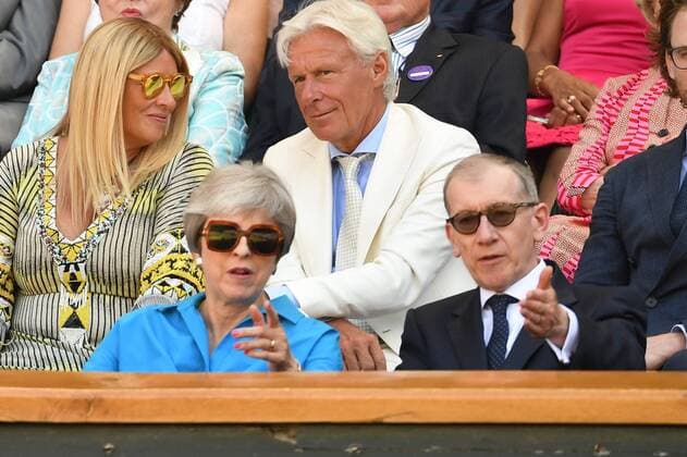 Entertainment-Bilder der Woche . 15 07 2018. London, United Kingdom. Wimbledon Tennis Championships-Day Thirteen. The Duke and Duchess of Cambridge joined by the Prime Minister Theresa May and her husband Philip in the Royal Box for the Men s Final on Centre court on Day Thirteen of the Wimbledon Tennis Championships.  xAndrewxParsonsx xi-Imagesx IIM-18212-0134