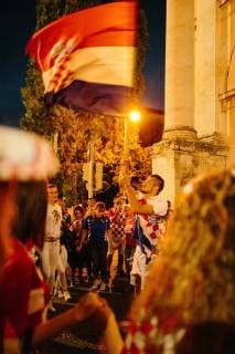 15 07 2018 Croatian football fans celebrate second place in the Croatian national team at the World Cup in Russia Among other flags of the fascist Utascha movement are shown and shouting slogans Around the Croatian national team there were numerous scandals in the course of the World Cup to fascist relations Copyright: xMichaelxTrammerx