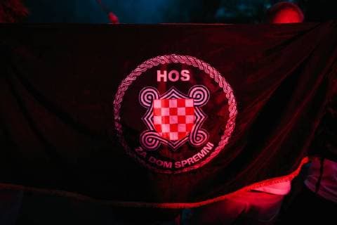15 07 2018 Croatian football fans celebrate second place in the Croatian national team at the World Cup in Russia Among other flags of the fascist Utascha movement are shown and shouting slogans Around the Croatian national team there were numerous scandals in the course of the World Cup to fascist relations Copyright: xMichaelxTrammerx