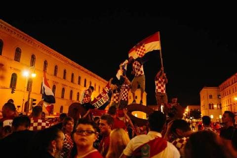 15 07 2018 Croatian football fans celebrate second place in the Croatian national team at the World Cup in Russia Among other flags of the fascist Utascha movement are shown and shouting slogans Around the Croatian national team there were numerous scandals in the course of the World Cup to fascist relations Copyright: xMichaelxTrammerx