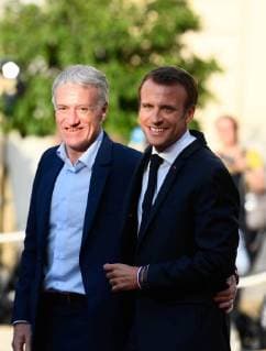 Arrivals at the reception at the Elysee in honor of the French football team World Champion 2018 Didier Deschamps (Coach of the France football team);Emmanuel Macron Paris France  592627