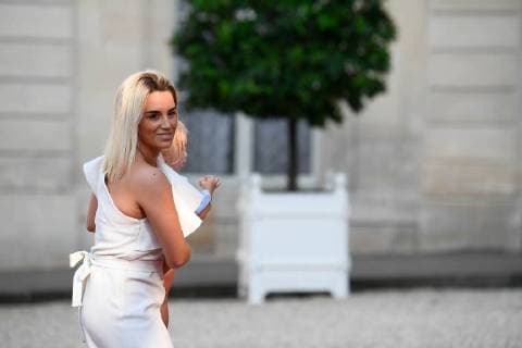 Arrivals at the reception at the Elysee in honor of the French football team World Champion 2018 Erika Choperena (Antoine Griezmann s girlfriend);Mia (Antoine Griezmann s daughter) Paris France  592627