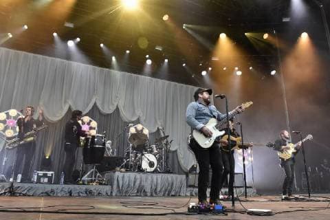 US singer Nathaniel Rateliff (front) performs with The Night Sweats band during the 17th Colours of Ostrava music festival, on July 18, 2018, in Ostrava, Czech Republic. (CTKxPhoto JaroslavxOzana) CTKPhotoP201807180941001  JAO 19