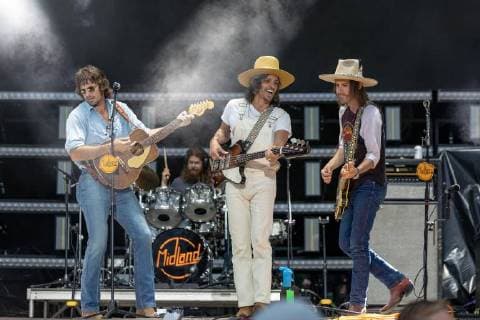 July 19, 2018 - Twin Lakes, Wisconsin, U.S - MARK WYSTRACH, CAMERON DUDDY and JESS CARSON of Midland during the Country Thunder Music Festival in Twin Lakes, Illinois Twin Lakes U.S. - ZUMAs135 20180719_zap_s135_043 Copyright: xDanielxDeSloverx