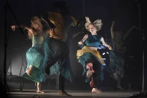 Norwegian singer Aurora (2nd from right) performs during the 17th Colours of Ostrava music festival in Dolni Vitkovice complex, Ostrava, Czech Republic, July 19, 2018. (CTKxPhoto JaroslavxOzana) CTKPhotoP201807191031601  JAO 20
