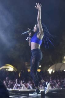 A singer performs with British musician Mura Masa (Alex Crossan) during the 17th Colours of Ostrava music festival in Dolni Vitkovice complex, Ostrava, Czech Republic, July 19, 2018. (CTKxPhoto JaroslavxOzana) CTKPhotoP201807191081501  JAO 34