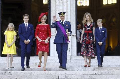 Entertainment Themen der Woche KW29 Entertainment Bilder des Tages Princess Eleonore, Prince Gabriel, Queen Mathilde of Belgium, King Philippe - Filip of Belgium, Crown Princess Elisabeth and Prince Emmanuel pictured at the Te Deum mass, on the occasion of Today s Belgian National Day, at the Saint Michael and St Gudula Cathedral (Cathedrale des Saints Michel et Gudule Sint-Michiels- en Sint-Goedele kathedraal) in Brussels, Saturday 21 July 2018.  NICOLASxMAETERLINCK 05389984