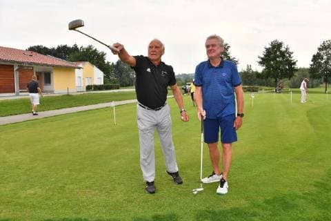 Franz Bulle Roth and Sepp Maier 31 Kaisercup 2018 Golfing Golfing Pinning Porsche Golf Course Charity Golf Tuning in Favor of the Franz Beckenbauer Foundation Bad Griesbach 21 July 2018