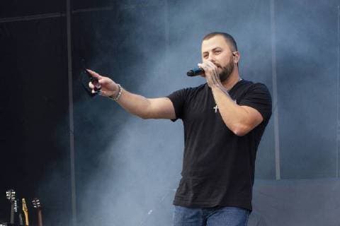 July 22, 2018 - Brooklyn, Michigan, U.S - TYLER FARR performs for the fans at the Faster Horses Country Music Festival. Brooklyn U.S. - ZUMAm242 20180722_zap_m242_022 Copyright: xScottxMapesx