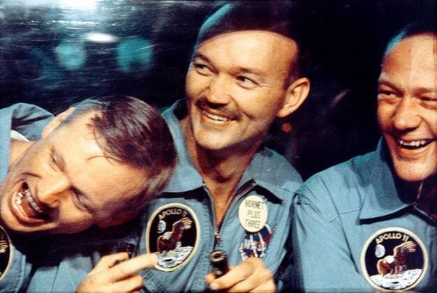 July 24, 2018 - Pacific Ocean, U.S. - On this day July 24, 1969, the Apollo 11 crew with Commander Neil Armstrong, Command Module Pilot Michael Collins and Lunar Module Pilot Buzz Aldrin splashed down in the Pacific Ocean after achieving the first lunar landing. Upon splashing down, the Apollo 11 crew underwent a 21-day quarantine. The purpose of this was to protect against the small possibility of lunar contagion. This procedure was discontinued after Apollo 14. This photo provides a candid view of the astronauts in the Mobile Quarantine Facility. U.S. - ZUMAz03_ 20180724_sha_z03_426 Copyright: xNASAx