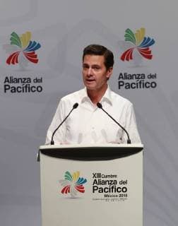 Mexican President Enrique Pena Nieto speaks during the 13th Summit of the Pacific Alliance in Puerto Vallarta, Mexico, 24 July 2018. The leaders of the Pacific Alliance and the Mercosur signed a joint plan declaration to promote free trade and integration in the Latin American region. 13th Summit of the Pacific Alliance, in Mexico !ACHTUNG: NUR REDAKTIONELLE NUTZUNG!  Copyright: xJosexMendezx MEX05 20180725-636680800061689738