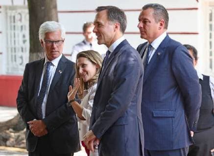 July 25, 2018 - EUM20180725NAC18JPG.CIUDAD DE MEXICO.- PoliticsPolitica-Canada.- Chrystia Freeland, ministra de relaciones exteriores de Canada, al termino de la reunion con Andres Manuel Lopez Obrador, virtual presidente electo, y su equipo de trabajo, en la casa de transicion en la colonia Roma de la Ciudad de Mexico, este miercoles 25 de julio de 2018. Foto: Agencia EL UNIVERSALAriel OjedaRCC.  - ZUMAu78_ 20180725_zaf_u78_052 Copyright: xElxUniversalx