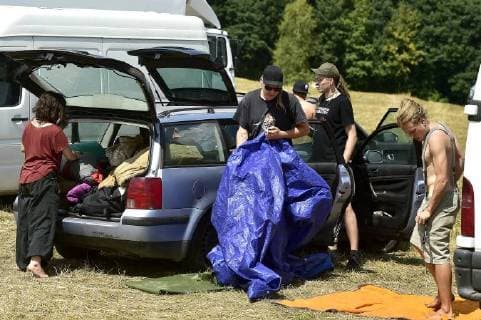 Participants of unannounced music event in protected landscape area, near Chuderov, Usti Nad Labem, Czech Republic, left the area on July 27, 2018, under observation of the Czech state police. (CTKxPhoto OndrejxHajek) CTKPhotoP201807270521101  HAJ 8