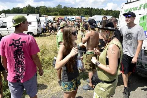 Participants of unannounced music event in protected landscape area, near Chuderov, Usti Nad Labem, Czech Republic, left the area on July 27, 2018, under observation of the Czech state police. (CTKxPhoto OndrejxHajek) CTKPhotoP201807270526501  HAJ 12 K