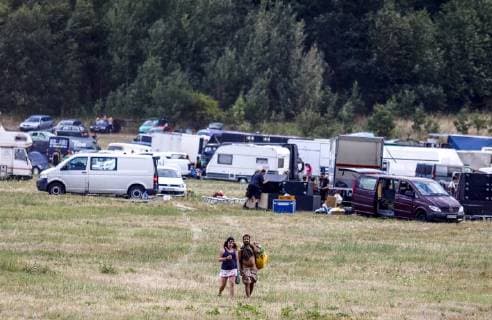 Participants of unannounced music event in protected landscape area, near Chuderov, Usti Nad Labem, Czech Republic, left the area on July 27, 2018, under observation of the Czech state police. (CTKxPhoto OndrejxHajek) CTKPhotoP201807270812701  HAJ 12 K