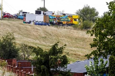 Participants of unannounced music event in protected landscape area, near Chuderov, Usti Nad Labem, Czech Republic, left the area on July 27, 2018, under observation of the Czech state police. (CTKxPhoto OndrejxHajek) CTKPhotoP201807270817601  HAJ 11
