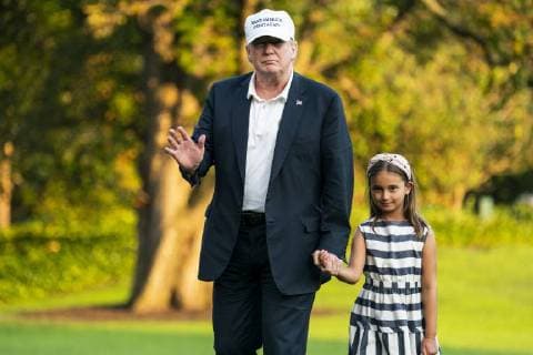 News Themen der Woche KW30 News-Bilder des Tages U.S. President Donald J. Trump (L) and his granddaughter Arabella Rose Kushner (R) walk across the South Lawn as they return from a weekend stay in Bedminster, New Jersey at the White House in Washington, DC, on July 29, 2018. Earlier in the day, the President once again went after the media on Twitter, calling them the enemy of the people.  WAX20180729208 JIMxLOxSCALZO