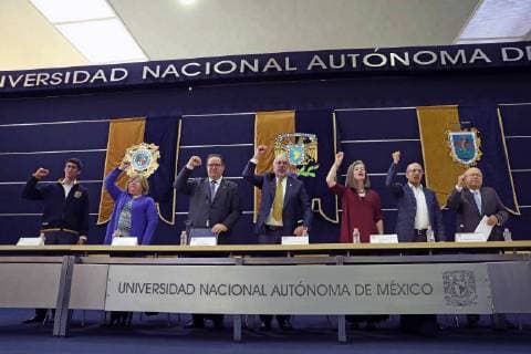 July 30 2018 EUM20180730NAC04 JPG CITY OF MEXICO Aniversary Student Movement Enrique Graue Wiechers Rector Center of the National Autonomous University of Mexico UNAM Leonardo Lomeli Vanegas General Secretary 3rd From left to right and Jorge Volpi Escalante 6th from left to Coordinator of Cultural Dissemination during the ceremony the 50th anniversary  - ZUMAu78_ 20180730_zaf_u78_004 Copyright: xElxUniversalx
