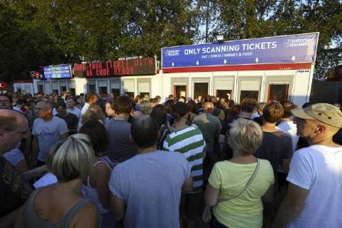 Illustration picture shows the ticket booth with scanning tickets, on the first day of the 44th edition of the Lokerse Feesten music festival in the city center of Lokeren, Friday 03 August 2018. This year s edition of the festival takes place from 3 to 12 August.  NICOLASxMAETERLINCK 05397547