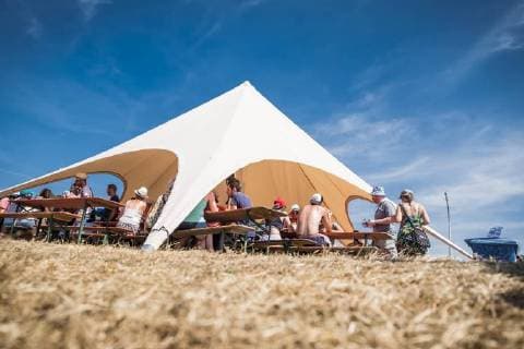 Illustration shows a pyramid shelter, on the first day of the 7th edition of the Ronquieres Festival music festival in Ronquieres, Saturday 04 August 2018. This year s edition of the festival takes place on 4 and 5 August.  HATIMxKAGHAT 05397679