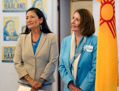 August 7, 2018 - Albuquerque, NM, U.S. - U.S. House Democratic Leader Nancy Pelosi made a campaign stop in New Mexico for U.S. Congressional candidate Deb Haaland. Tuesday, Aug. 07, 2018. Albuquerque U.S. - ZUMAab1_ 20180807_zaf_ab1_002 Copyright: xJimxThompsonx