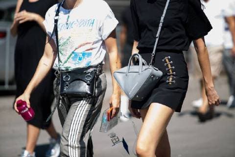 Chic showgoers attending the Resume runway show during Copenhagen Fashion Week - Aug 7, 2018 - CPHFW: Spring 2019 Street Style Day 1, Copenhagen Denmark  Copyright: xZachxChasex h_00534030