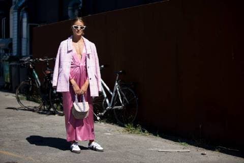 A chic showgoer attending the Resume runway show during Copenhagen Fashion Week - Aug 7, 2018 - CPHFW: Spring 2019 Street Style Day 1, Copenhagen Denmark  Copyright: xZachxChasex h_00533998