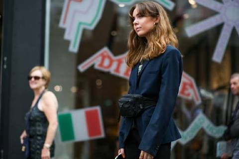 A chic showgoer posing outside the Blanche runway show during Copenhagen Fashion Week - Aug 7, 2018 - CPHFW: Spring 2019 Street Style Day 1, Copenhagen Denmark  Copyright: xZachxDoddsx h_00534374