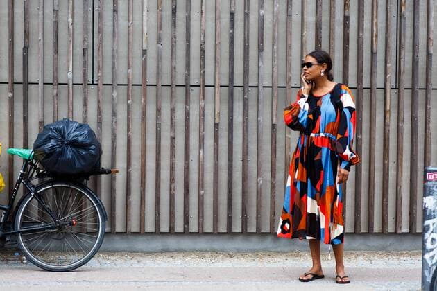A chic showgoer attending the Stine Goya runway show during Copenhagen Fashion Week - Aug 8, 2018 - CPHFW: Spring 2019 Street Style, Copenhagen Denmark  Copyright: xZachxDoddsx h_00535181