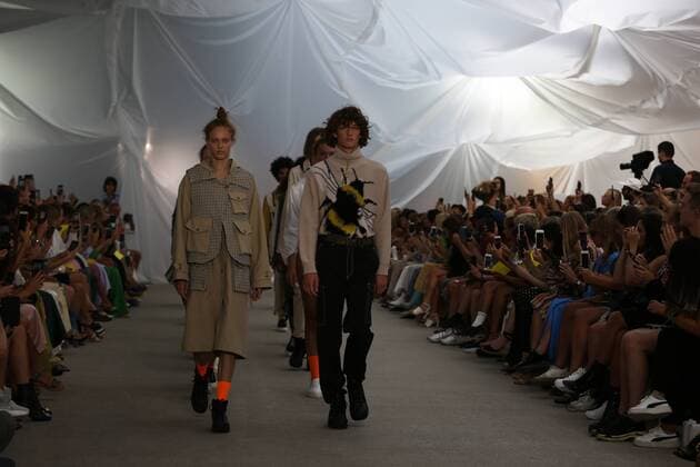 Models walking the runway during the Holzweiler runway show during Copenhagen Fashion Week - Aug 8, 2018 - CPHFW: Holzweiler, Copenhagen Denmark  Copyright: xZachxChasex h_00535437