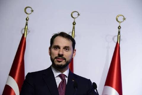 Turkish Treasury and Finance Minister, son-in-law of President Recep Tayyip Erdogan, Berat Albayrak makes a press conferance about the new economy model of country at Dolmabahce Palace, Istanbul, Turkey, 10th of August, 2018. Today, Turkish Lira hit a record low against major currencies, recording 6.00 liras against US dollar and 7.00 liras against Euro. The Turkish currency had plunged by almost 30 percent against the US dollar since the end of last year.  Copyright: MustafaxAlkac 16082573