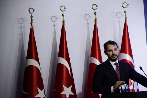 Turkish Treasury and Finance Minister, son-in-law of President Recep Tayyip Erdogan, Berat Albayrak makes a press conferance about the new economy model of country at Dolmabahce Palace, Istanbul, Turkey, 10th of August, 2018. Today, Turkish Lira hit a record low against major currencies, recording 6.00 liras against US dollar and 7.00 liras against Euro. The Turkish currency had plunged by almost 30 percent against the US dollar since the end of last year.  Copyright: MustafaxAlkac 16082582