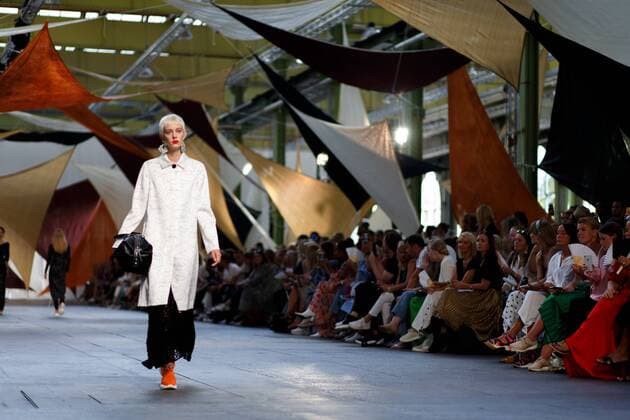 A model walking the runway during the By Malene Birger runway show during Copenhagen Fashion Week - Aug 9, 2018 - CPHFW: By Malene Birger, Copenhagen Denmark  Copyright: xZachxDoddsx h_00536227
