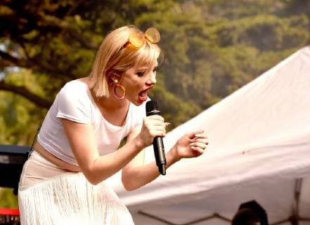 SAN FRANCISCO, CA - AUGUST 10: Carly Rae Jepsen performs during the 2018 Outside Lands Musis and Arts Festival in Golden Gate Park on August 10, 2018 in San Francisco, California. Copyright: ximageSPACE MediaPunchx