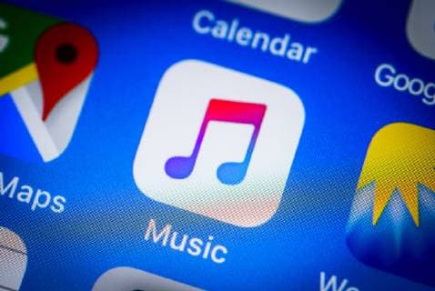 Apple Music Music Streaming App Icon on the iPhone iOS Smartphone Screen Display Closeup Detail Germany Europe Copyright: imageBROKER/ValentinxWolf iblvfw04728832.jpg
