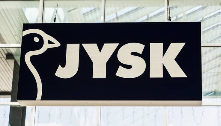 August 14, 2018 - Borispyl, Kiev, Ukraine - JYSK shop sign in Aeromall. Borispyl Ukraine - ZUMAs197 20180814_zab_s197_003 Copyright: xIgorxGolovniovx